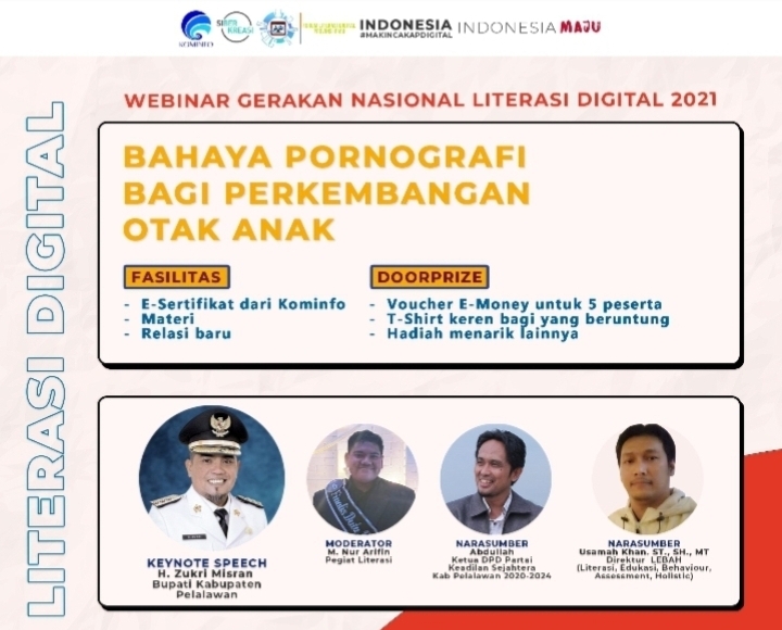 Webinar Gernas Literasi Digital di Pelalawan paparkan Bahaya Pornografi Bagi Perkembangan Otak Anak