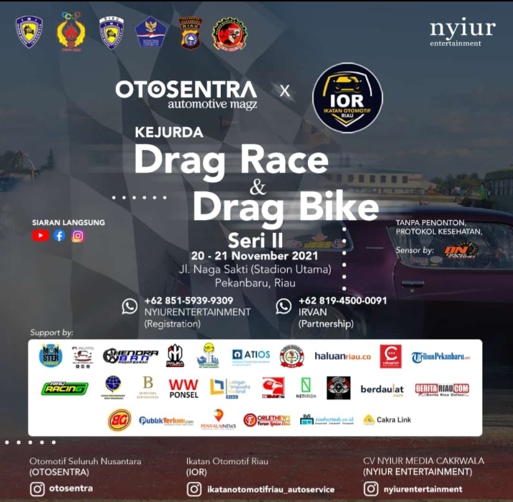OTOSENTRA dan IOR Selenggarakan Kejurda Drag Bike & Drag Race Seri II Secara Live Streaming Tanpa Penonton
